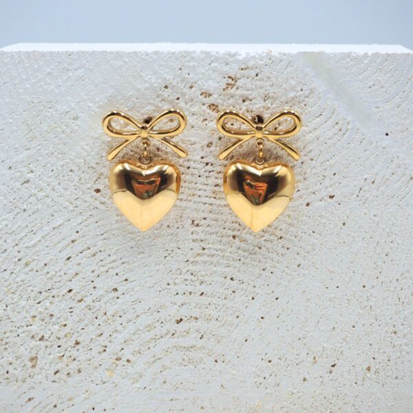Orecchini con fiocco e cuore - immagine 6